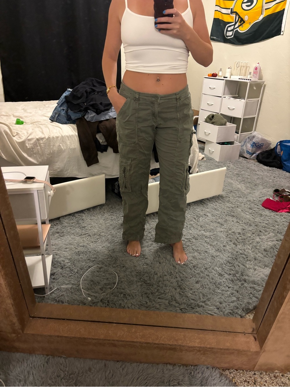 Hollister Olive Green Boyfriend Cargo Jeans